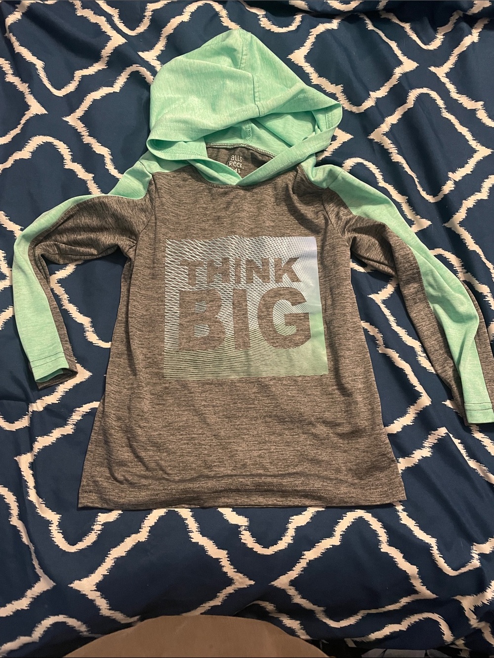 Falls Creek Grey & Mint 'Think Big' Hooded Pullover